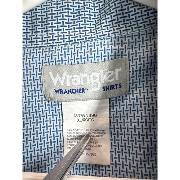 Wrangler Wrancher Mens Pearl Snap Blue Long Sleeve Shirt Rodeo Size‎ XL - Picture 4 of 5